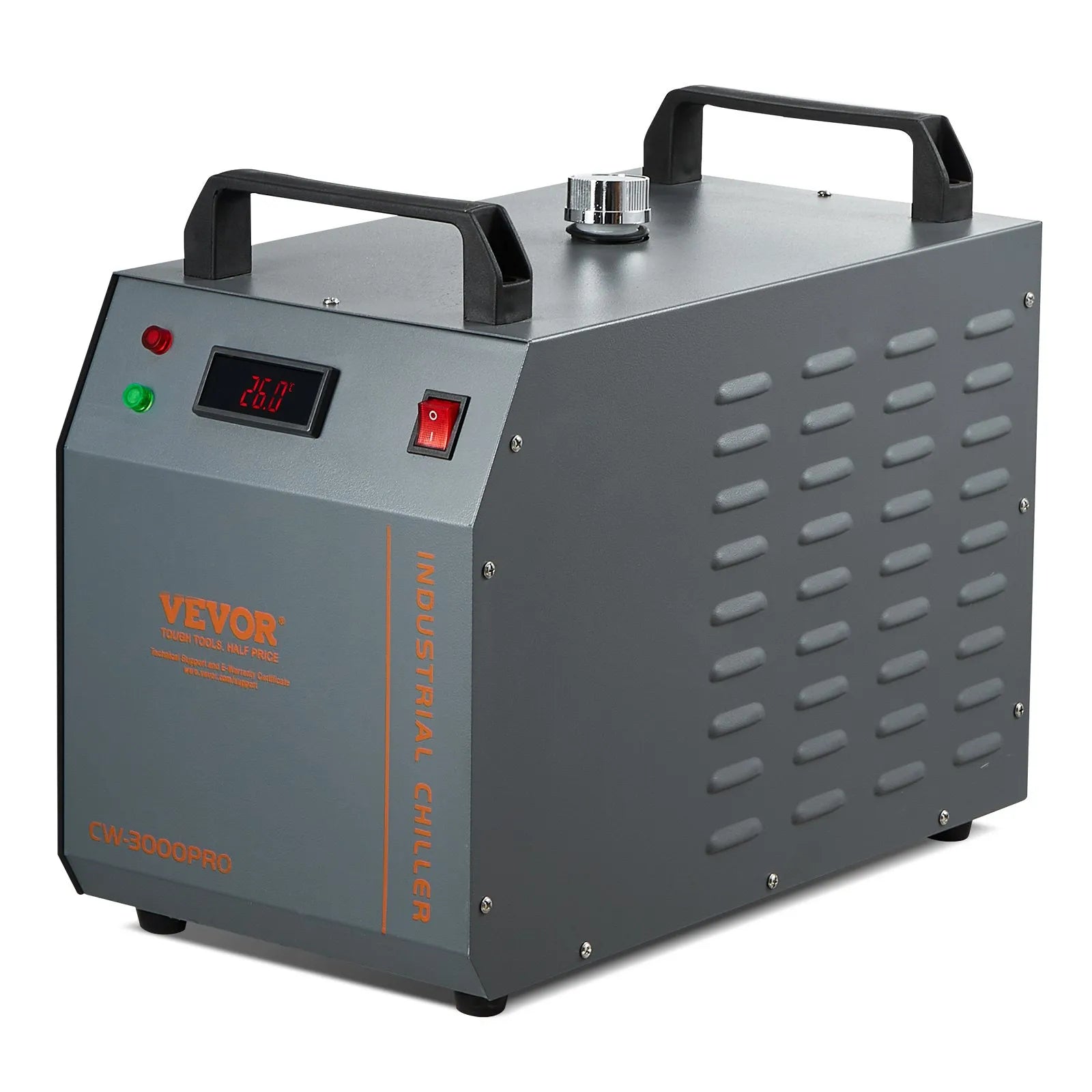 VEVOR Industrial Water Chiller, CW-3000(PRO), 150W Air-Cooled Industrial Water Cooler Cooling System with 12L Water Tank Capacity 18 L/min Max Flow Rate, for Laser Engraving Machine Cooling Machine