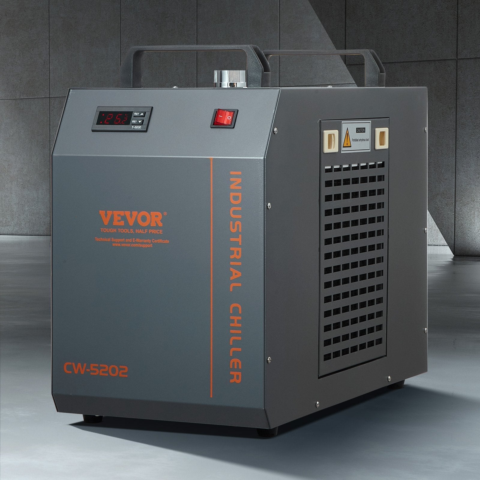 VEVOR Industrial Water Chiller, CW-5202, Industrial Water Cooler Cooling System with Built-in Compressor 7L Water Tank Capacity 18 L/min Max Flow Rate, for CO2 Laser Engraving Machine Cooling Machine 