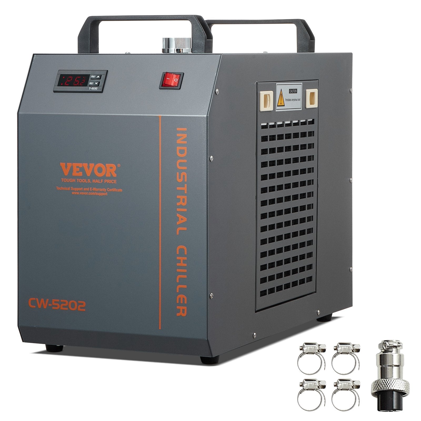 VEVOR Industrial Water Chiller, CW-5202, Industrial Water Cooler Cooling System with Built-in Compressor 7L Water Tank Capacity 18 L/min Max Flow Rate, for CO2 Laser Engraving Machine Cooling Machine 