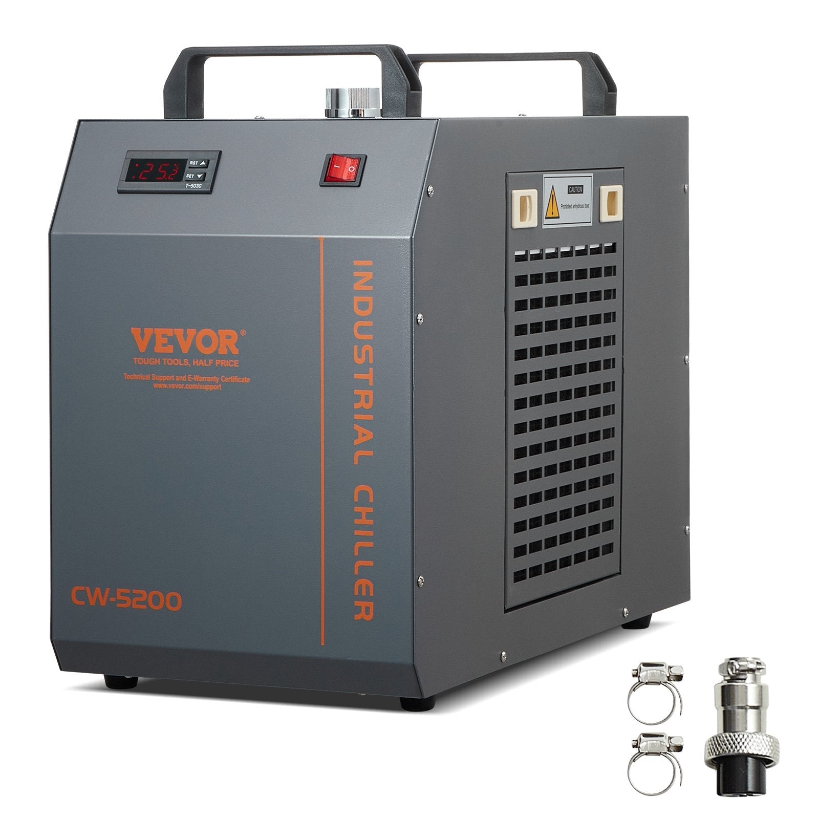 VEVOR Industrial Water Chiller, CW-5200, Industrial Water Cooler Cooling System with Built-in Compressor 7L Water Tank Capacity 13 L/min Max Flow Rate, for CO2 Laser Engraving Machine Cooling Machine 