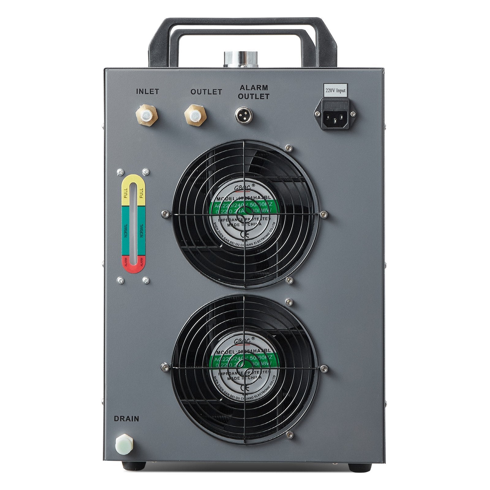 VEVOR Industrial Water Chiller, CW-5200, Industrial Water Cooler Cooling System with Built-in Compressor 7L Water Tank Capacity 13 L/min Max Flow Rate, for CO2 Laser Engraving Machine Cooling Machine 