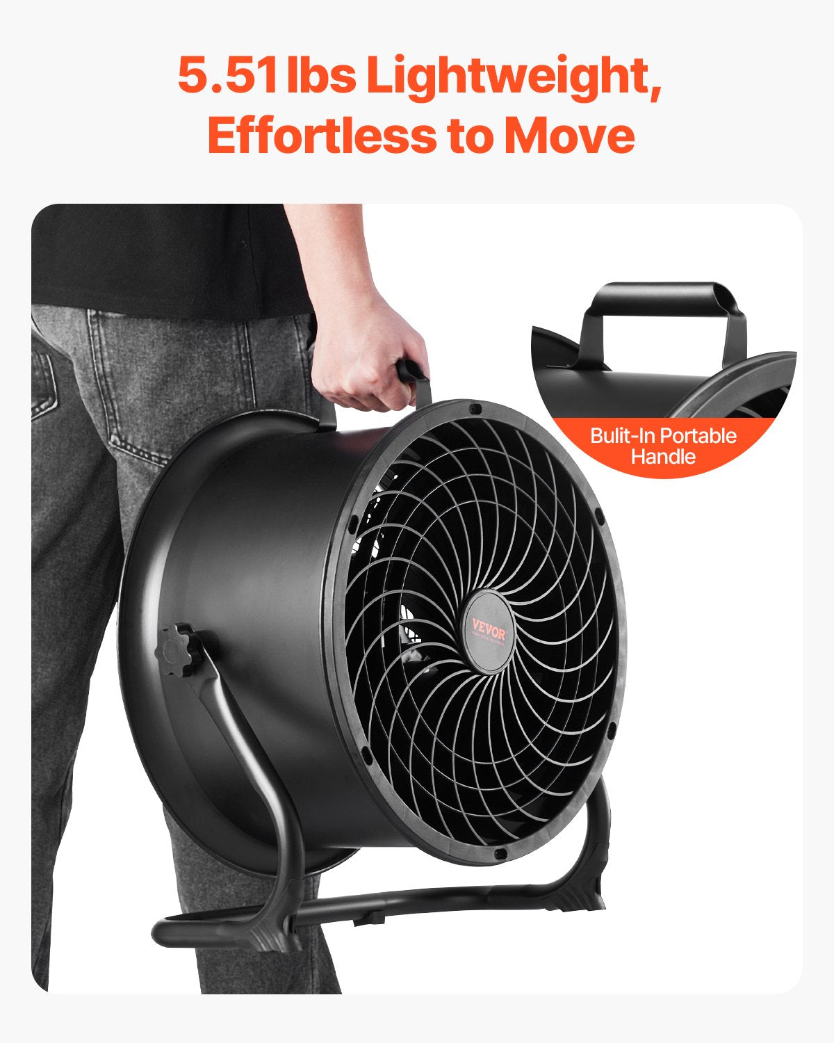 VEVOR 14 In Floor Fan 3 Speed 360° Adjustable Tilt High-Velocity Industrial Fan 