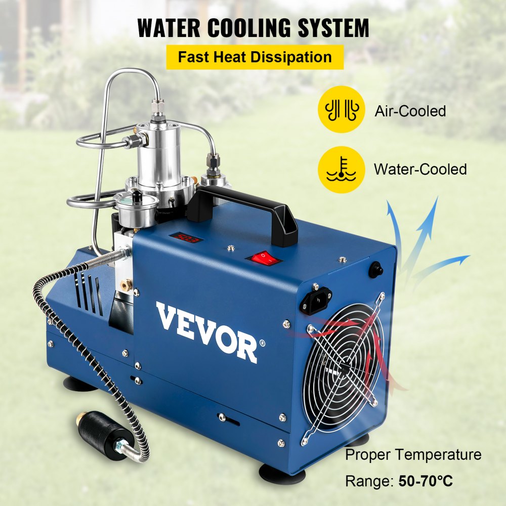 VEVOR High Pressure Compressor, 4500PSI/30MPA/300BAR High Pressure Air Compressor, 1800W 110V Automatic Stop Air Rifle Compressor Suitable for Paintball Air Rifle, PCP Rifle, Air Pistol, Diving Bottle 