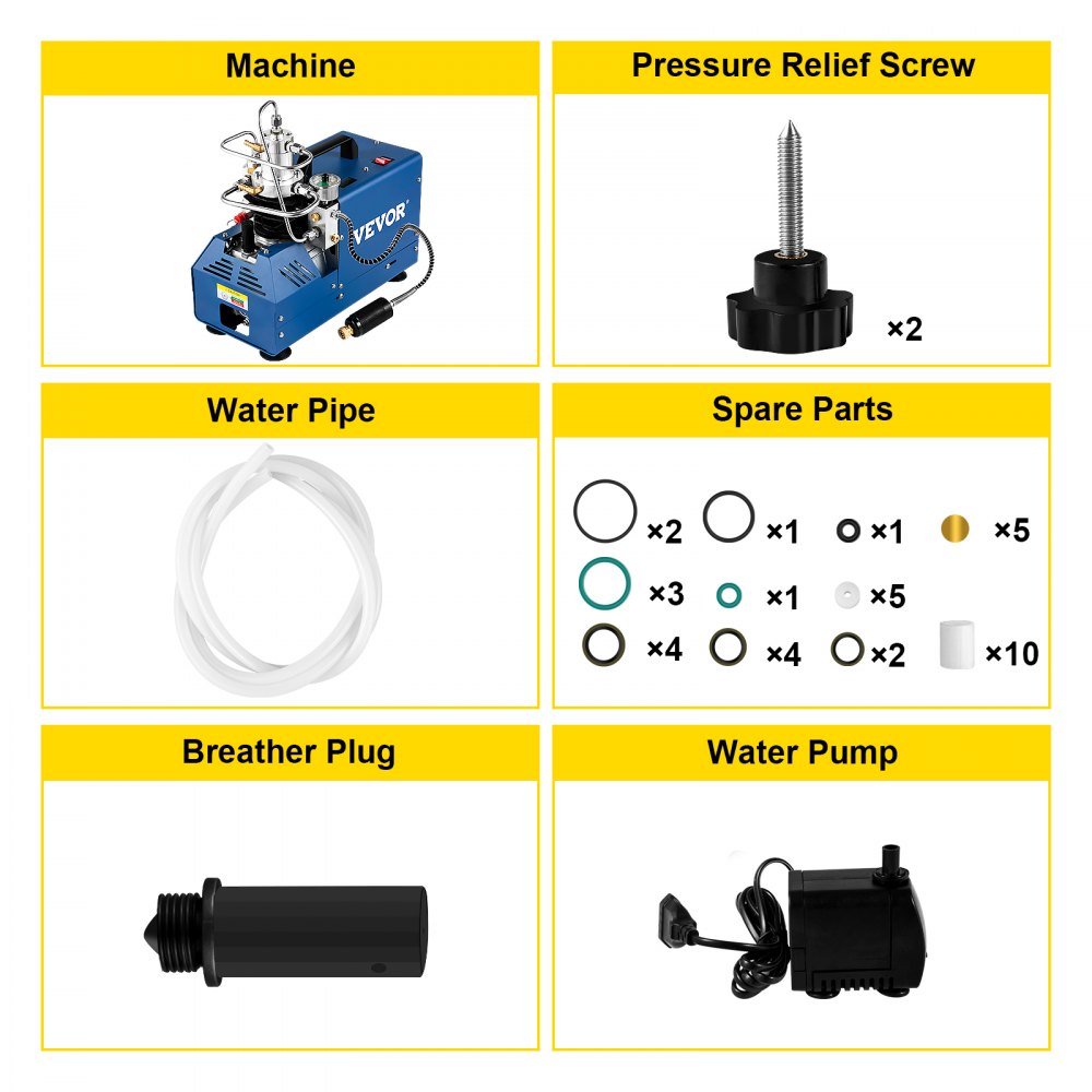 VEVOR High Pressure Compressor, 4500PSI/30MPA/300BAR High Pressure Air Compressor, 1800W 110V Automatic Stop Air Rifle Compressor Suitable for Paintball Air Rifle, PCP Rifle, Air Pistol, Diving Bottle 