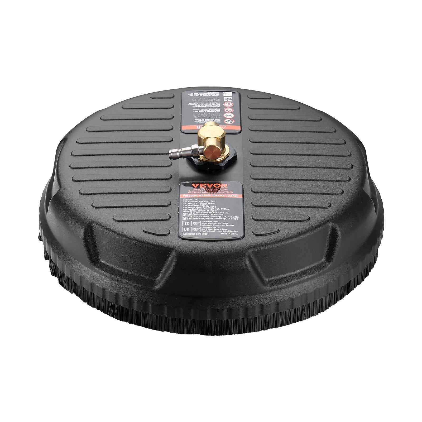 VEVOR Universal 15" Pressure Washer Surface Cleaner, Pressure Washer Attachment 4000 Max PSI, 1/4" Quick-Connect Connector Concrete Cleaner, Heavy Duty Power Washer for Floor Driveway, Patio,Sidewalk 