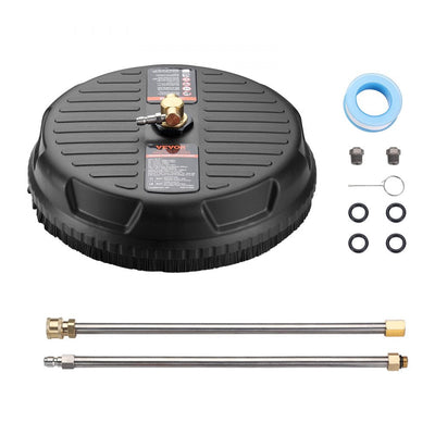 VEVOR Pressure Washer Surface Cleaner Universal 15", Pressure Washer Attachment 4000 Max PSI with 2 Extension Wand, 1/4" Quick-Connect Connector Power Concrete Cleaner, For Floor Driveway, Patio 