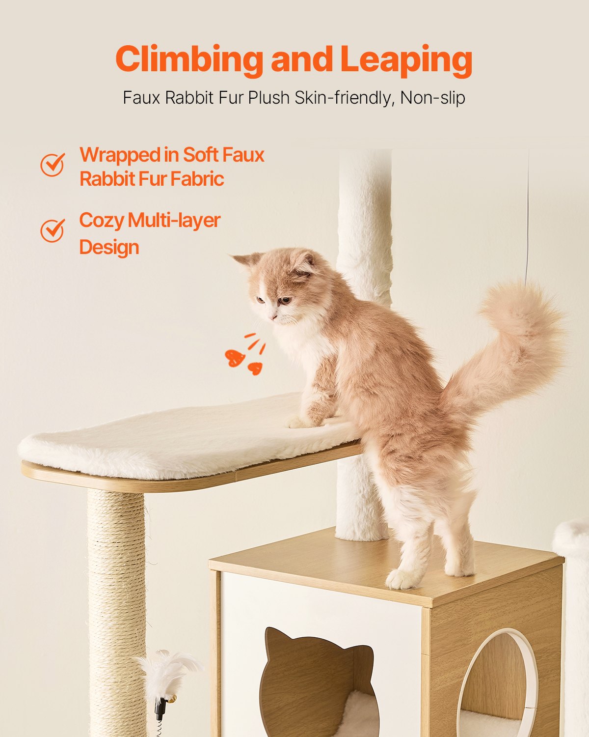 VEVOR Large Cat Tree Tall Cat Tower Multi-level Condo Play House for Indoor Cat 
