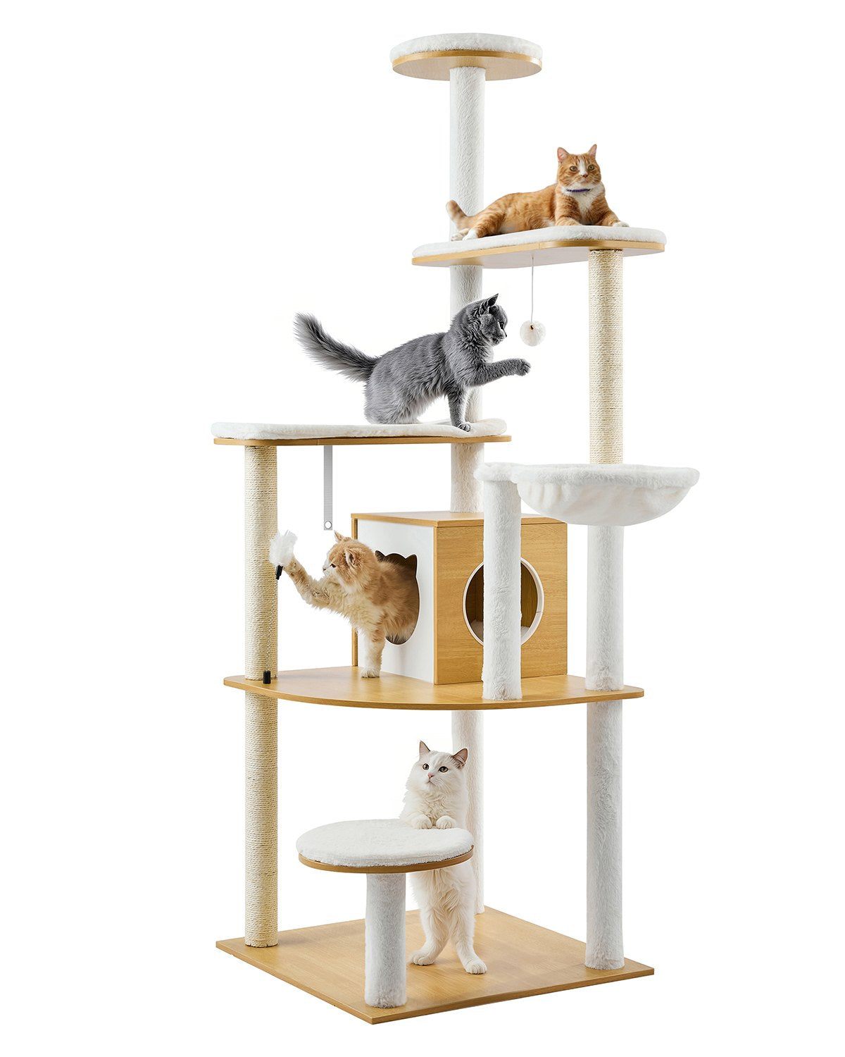 VEVOR Large Cat Tree Tall Cat Tower Multi-level Condo Play House for Indoor Cat 
