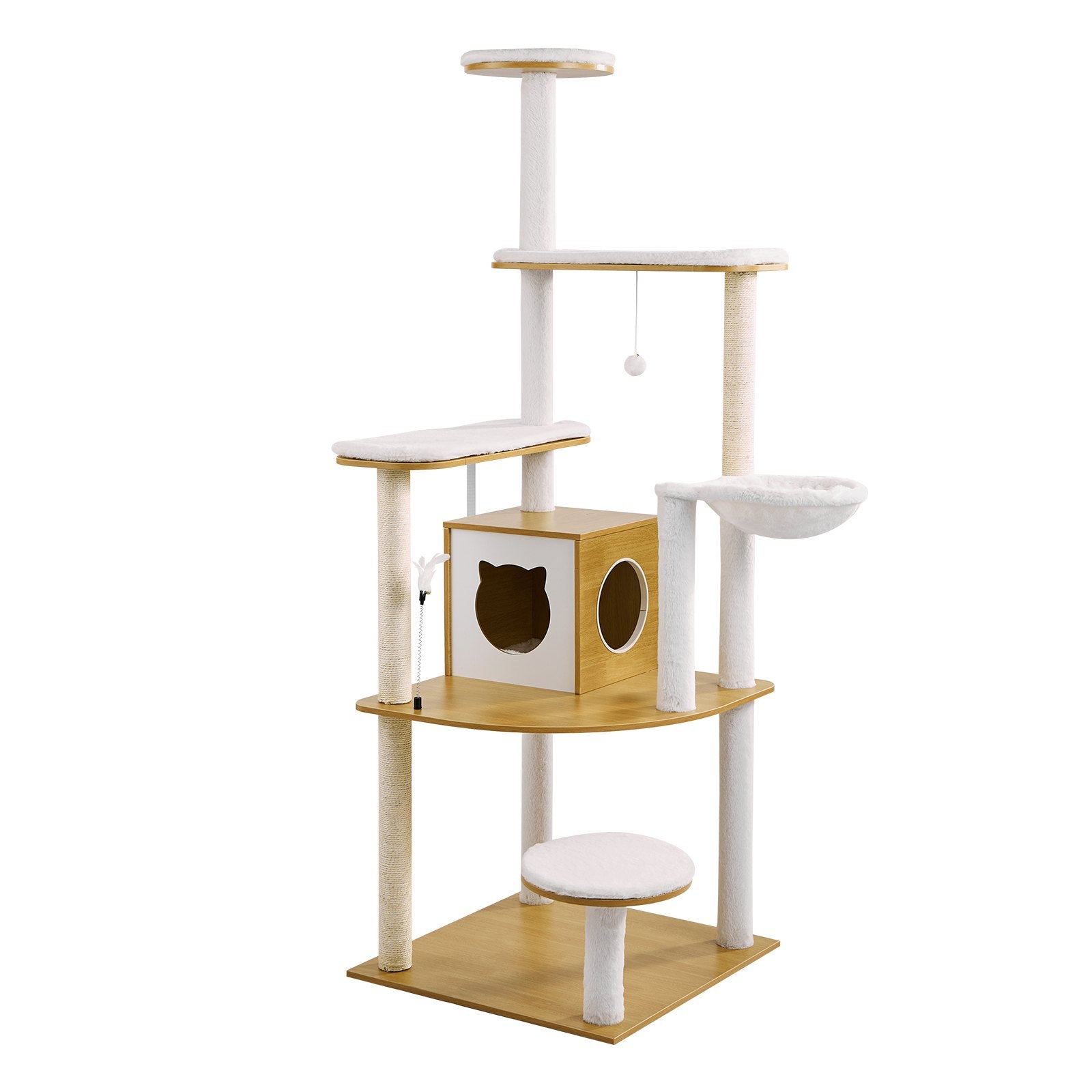 VEVOR Large Cat Tree Tall Cat Tower Multi-level Condo Play House for Indoor Cat 