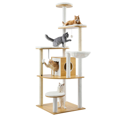 VEVOR Large Cat Tree Tall Cat Tower Multi-level Condo Play House for Indoor Cat 
