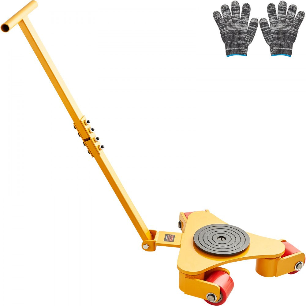 VEVOR Machinery Skate Dolly, 6614 LBS/3T Industrial Machinery Mover with Handle, Carbon Steel Machinery Moving Skate with 3 360° Swivel PU Wheels, 360° Rotation Non-Slip Cap for Warehouse, Workshop 