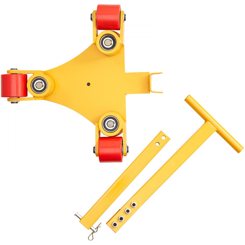 VEVOR Machinery Skate Dolly, 6614 LBS/3T Industrial Machinery Mover with Handle, Carbon Steel Machinery Moving Skate with 3 360° Swivel PU Wheels, 360° Rotation Non-Slip Cap for Warehouse, Workshop 