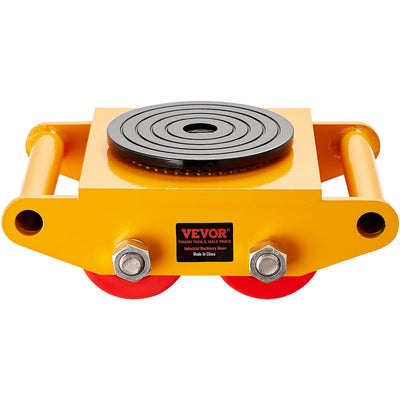 VEVOR Machinery Skate Dolly, 13,200 LBS/6T Industrial Machinery Mover, Heavy Duty Carbon Steel Machinery Moving Skate with 4 PU Wheels and 360° Rotation Non-Slip Cap for Warehouse, Workshop, Factory 