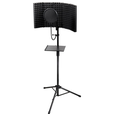 VEVOR Microphone Isolation Shield, 5-Panel, Studio Recording Foldable Mic Sound Shield, with Pop Filter Floor Tripod Stand 3/8'' to 5/8'' Microphone Adapter, for Blue Yeti and Condenser Microphones 