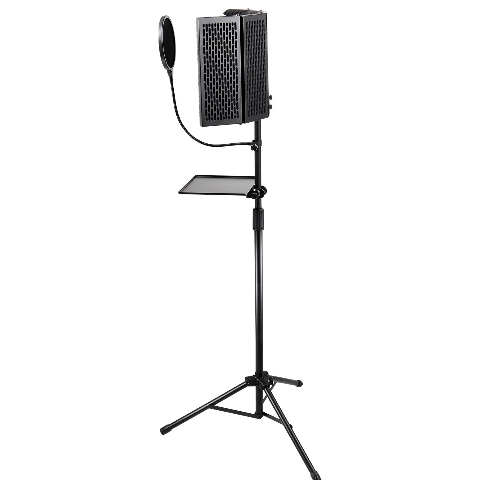 VEVOR Microphone Isolation Shield, 5-Panel, Studio Recording Foldable Mic Sound Shield, with Pop Filter Floor Tripod Stand 3/8'' to 5/8'' Microphone Adapter, for Blue Yeti and Condenser Microphones 