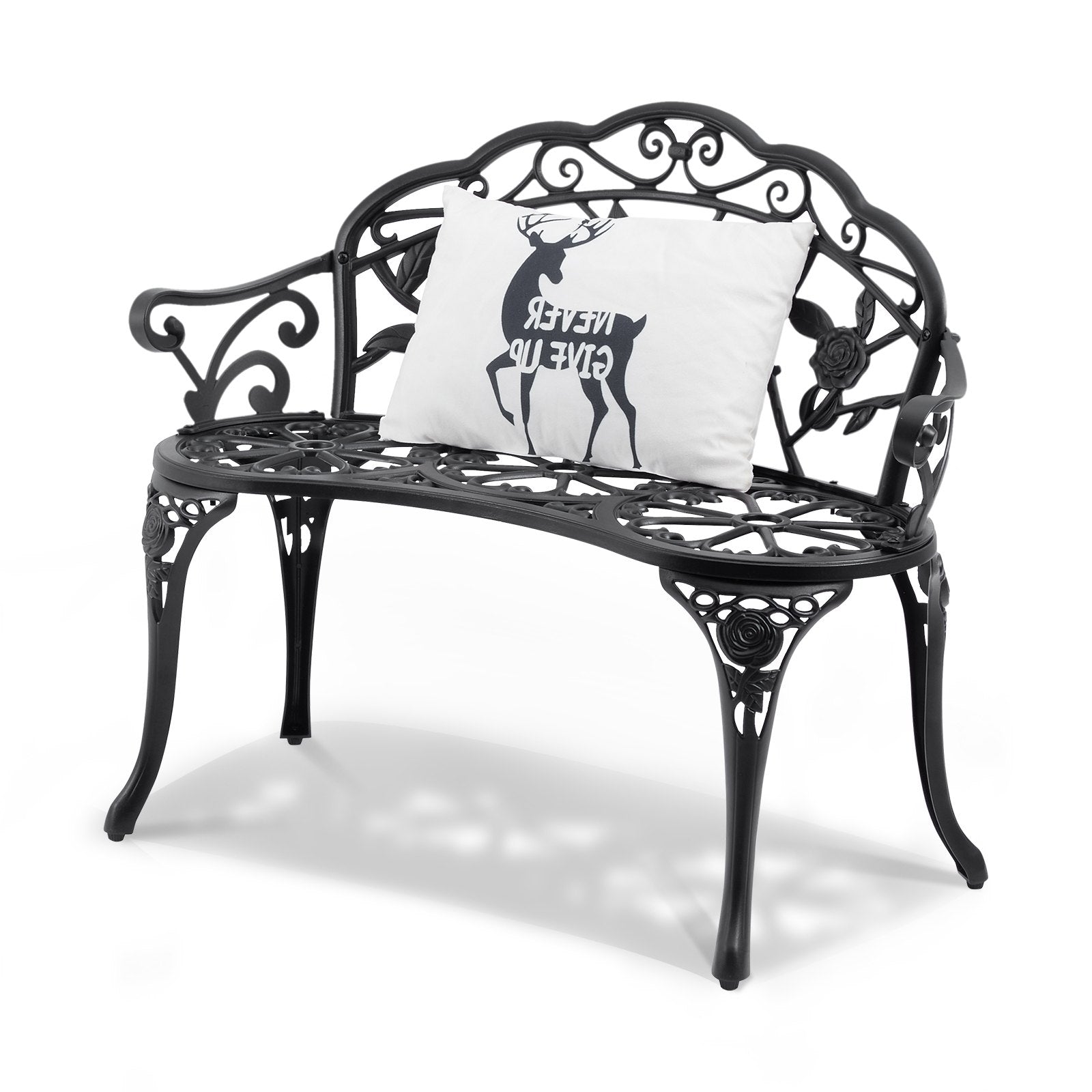 VEVOR Outdoor Bench, 38.8 inches Metal Garden Bench for Outdoors, 480 lbs Load Capacity Bench, Outdoor Garden Park Bench with Backrest and Armrests, Patio Bench for Garden, Park, Yard, Front Porch 