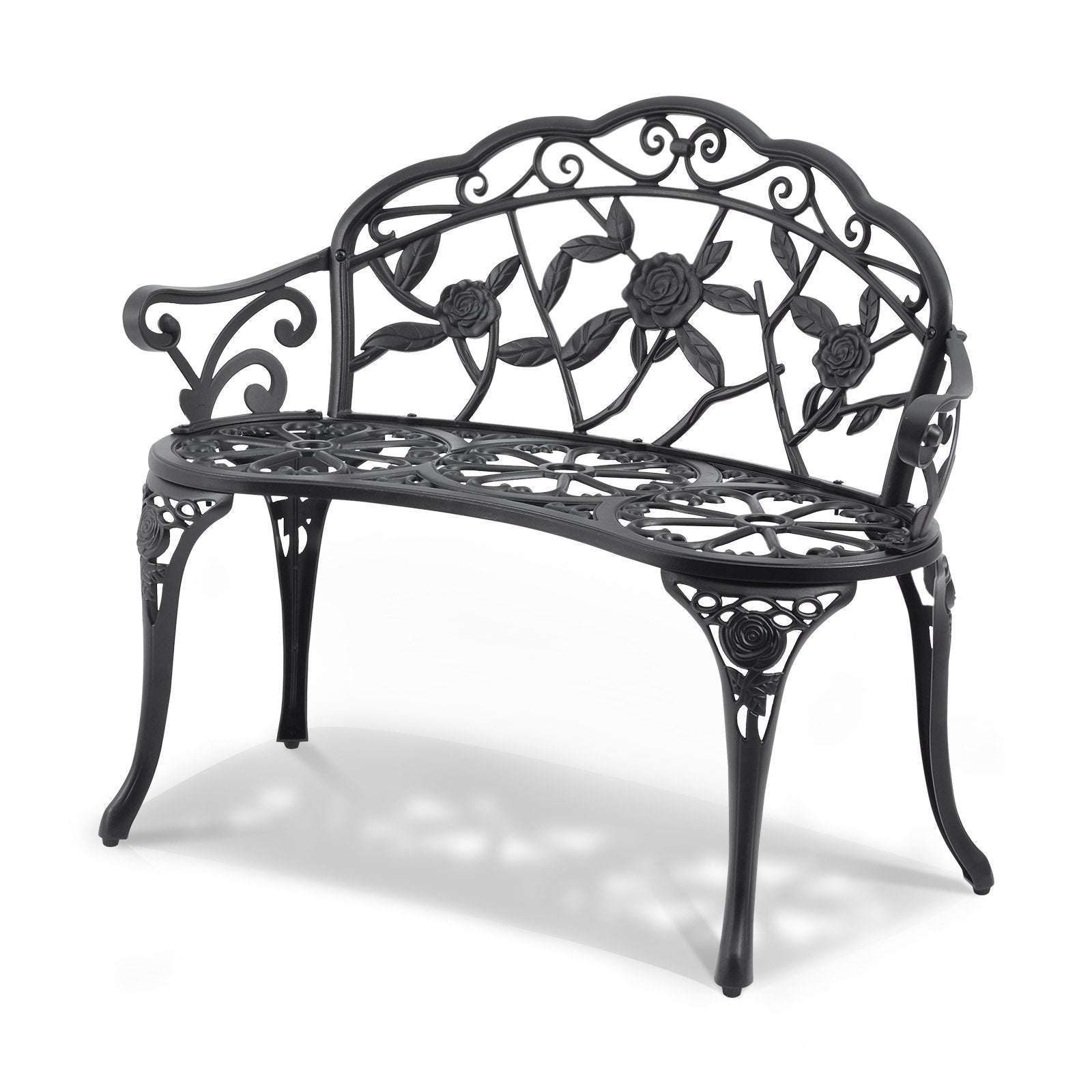 VEVOR Outdoor Bench, 38.8 inches Metal Garden Bench for Outdoors, 480 lbs Load Capacity Bench, Outdoor Garden Park Bench with Backrest and Armrests, Patio Bench for Garden, Park, Yard, Front Porch 