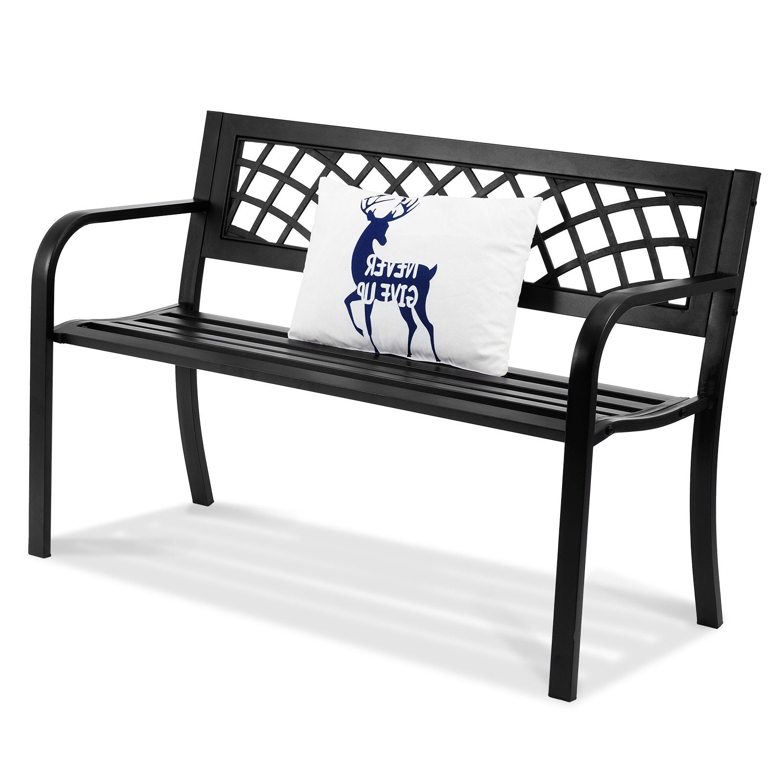 VEVOR Outdoor Bench, 46 inches Metal Garden Bench for Outdoors, 480 lbs Load Capacity Bench, Outdoor Garden Park Bench with Backrest and Armrests, Patio Bench for Garden, Park, Yard, Front Porch 