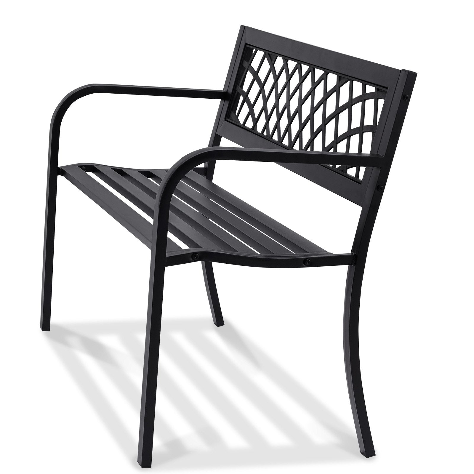 VEVOR Outdoor Bench, 46 inches Metal Garden Bench for Outdoors, 480 lbs Load Capacity Bench, Outdoor Garden Park Bench with Backrest and Armrests, Patio Bench for Garden, Park, Yard, Front Porch 