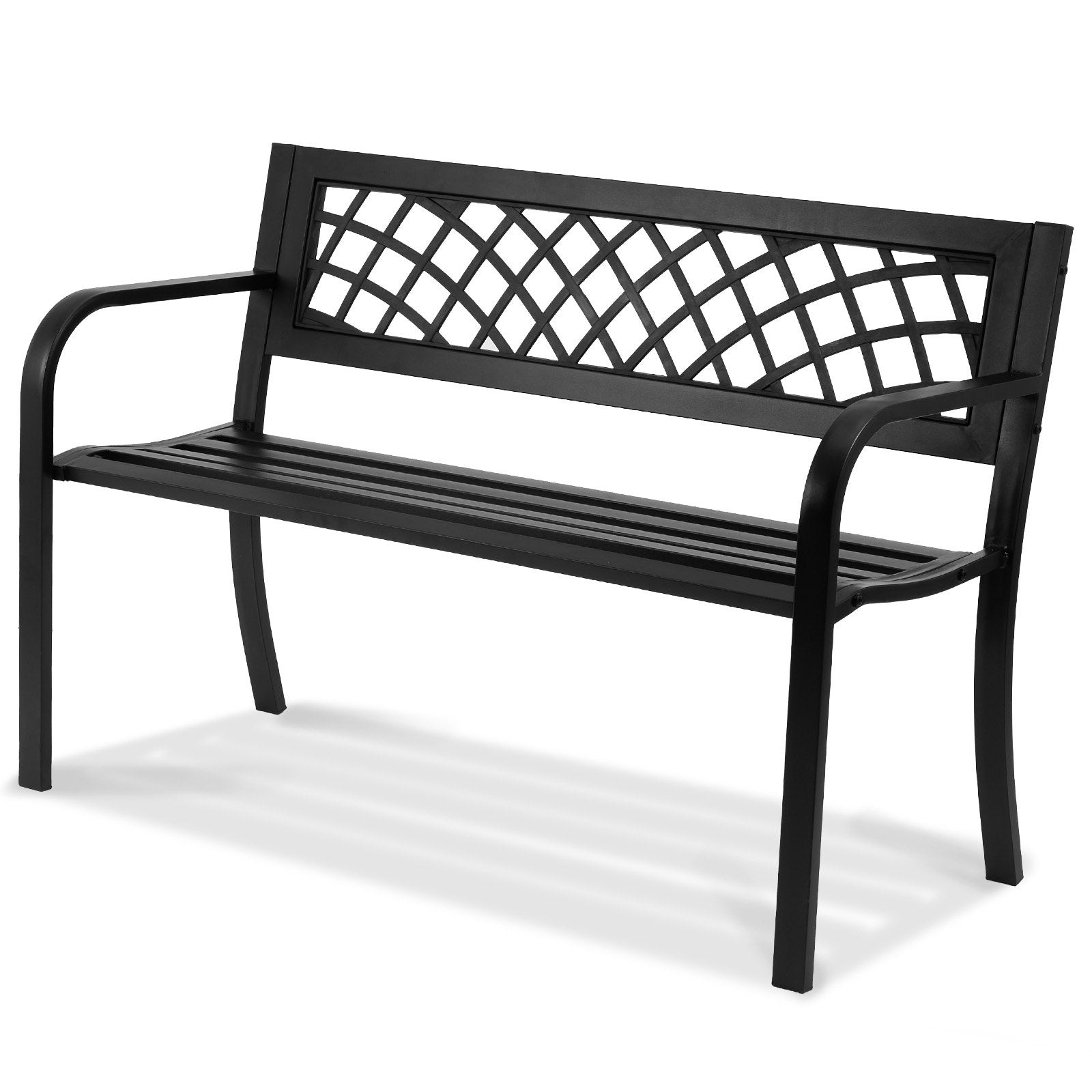 VEVOR Outdoor Bench, 46 inches Metal Garden Bench for Outdoors, 480 lbs Load Capacity Bench, Outdoor Garden Park Bench with Backrest and Armrests, Patio Bench for Garden, Park, Yard, Front Porch 