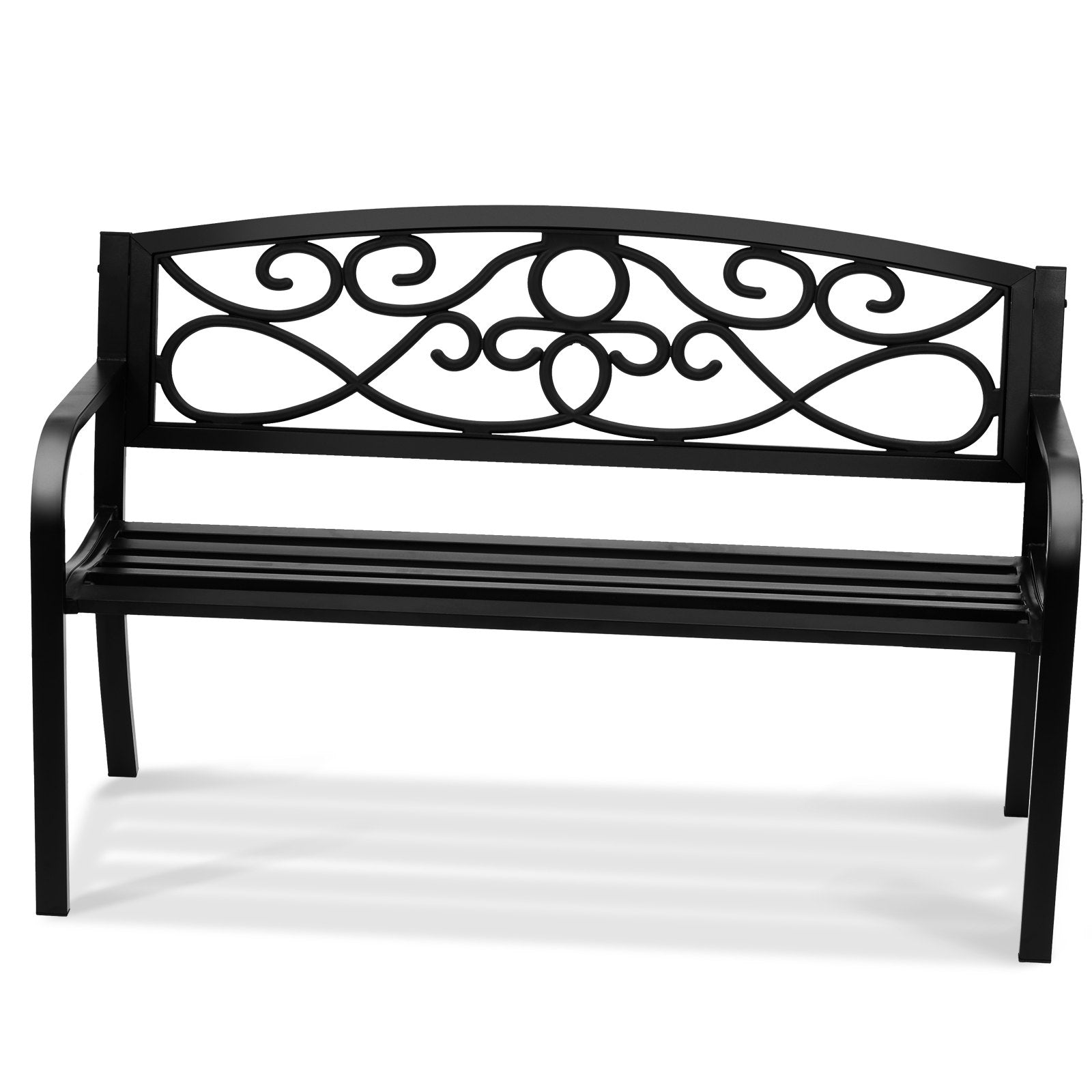 VEVOR Outdoor Bench, 50 inches Metal Garden Bench for Outdoors, 550 lbs Load Capacity Bench, Outdoor Garden Park Bench with Backrest and Armrests, Patio Bench for Garden, Park, Yard, Front Porch 