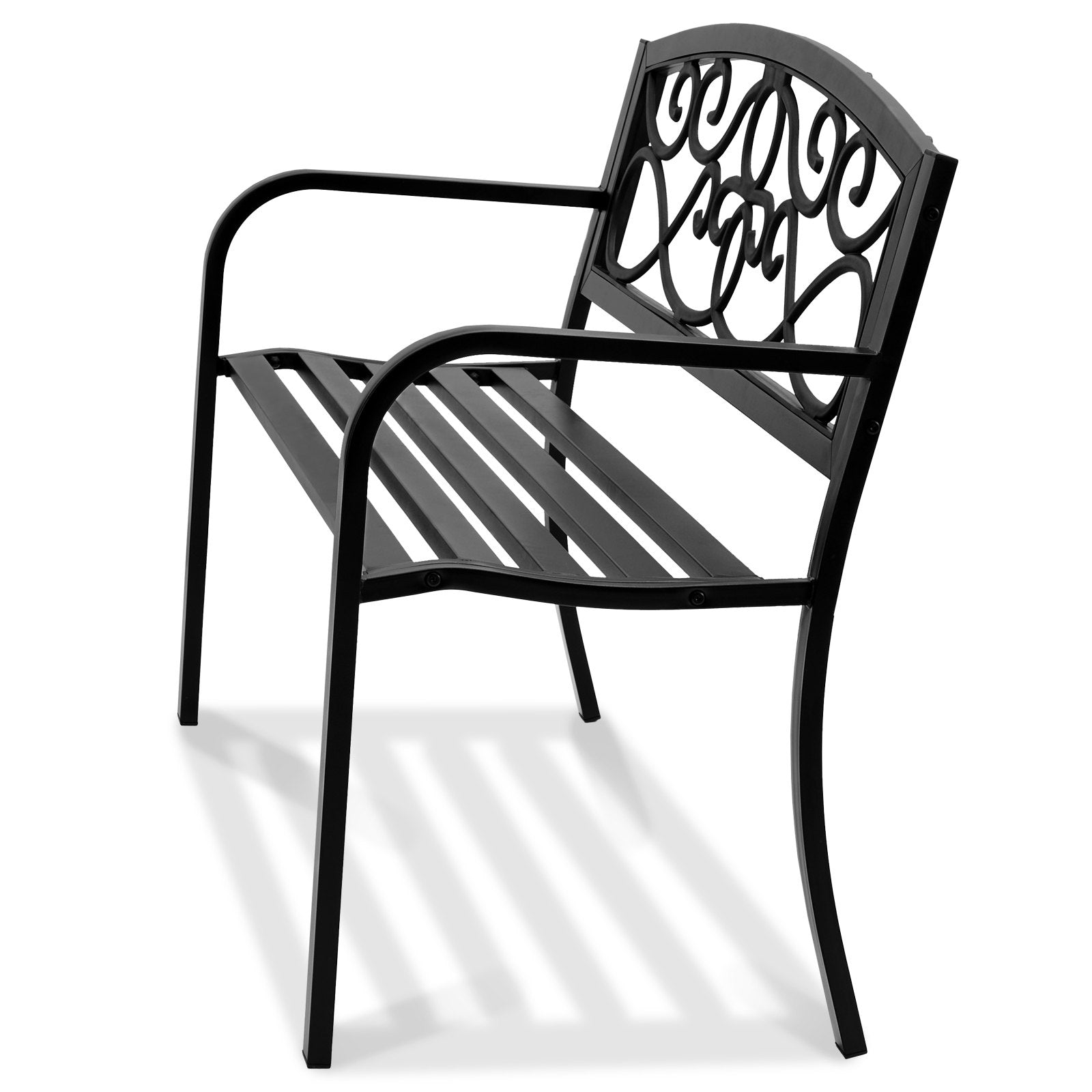 VEVOR Outdoor Bench, 50 inches Metal Garden Bench for Outdoors, 550 lbs Load Capacity Bench, Outdoor Garden Park Bench with Backrest and Armrests, Patio Bench for Garden, Park, Yard, Front Porch 