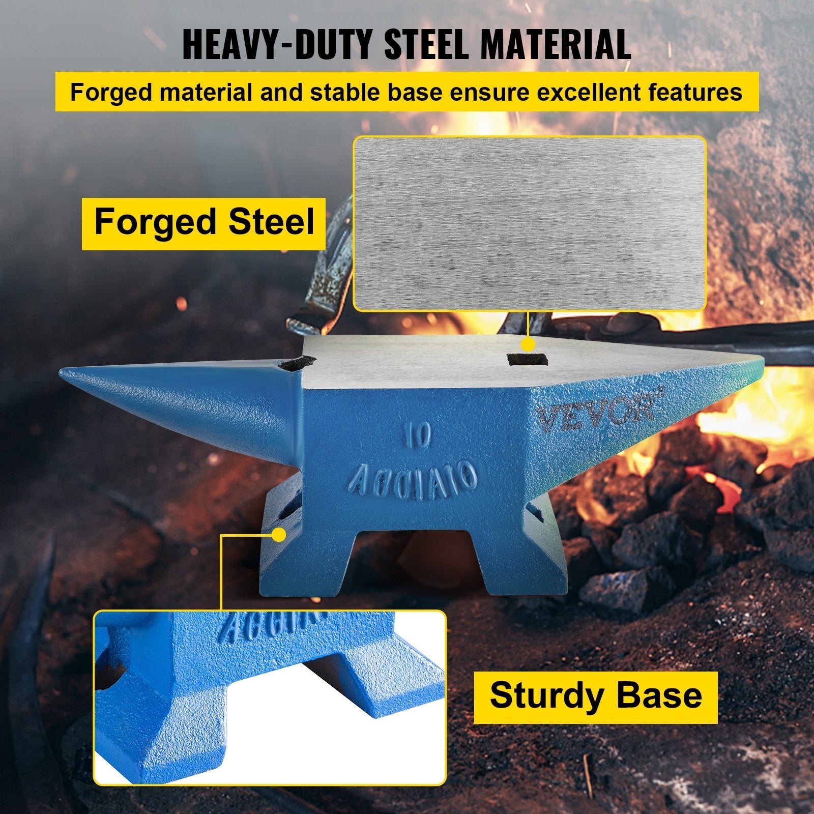 Steel Anvil Blacksmith 22LBS (10KG) Forged Steel W/ Round And Square Hole 