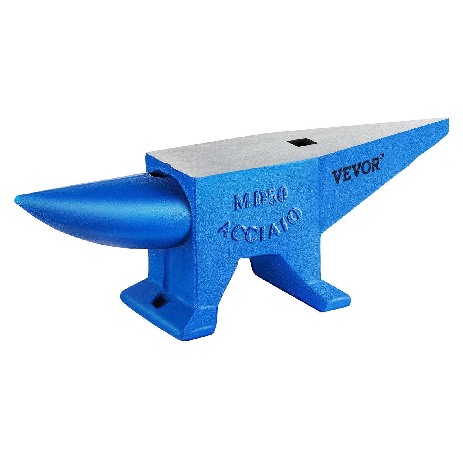 VEVOR Single Horn Anvil 110Lbs Cast Steel Anvil Blacksmith for Sale Forge Steel Tools W/ Round and Square Hole and Equipment Anvil Rugged Blacksmith Jewelers Durable and Robust Metal Working Tool 