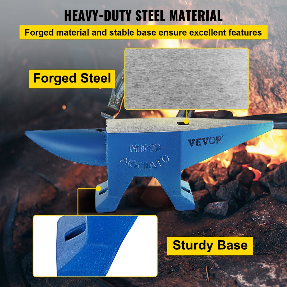 132 Lb Blacksmith Anvil Steel Anvil 60 Kg Heat Treated Round Horn Metal Work 