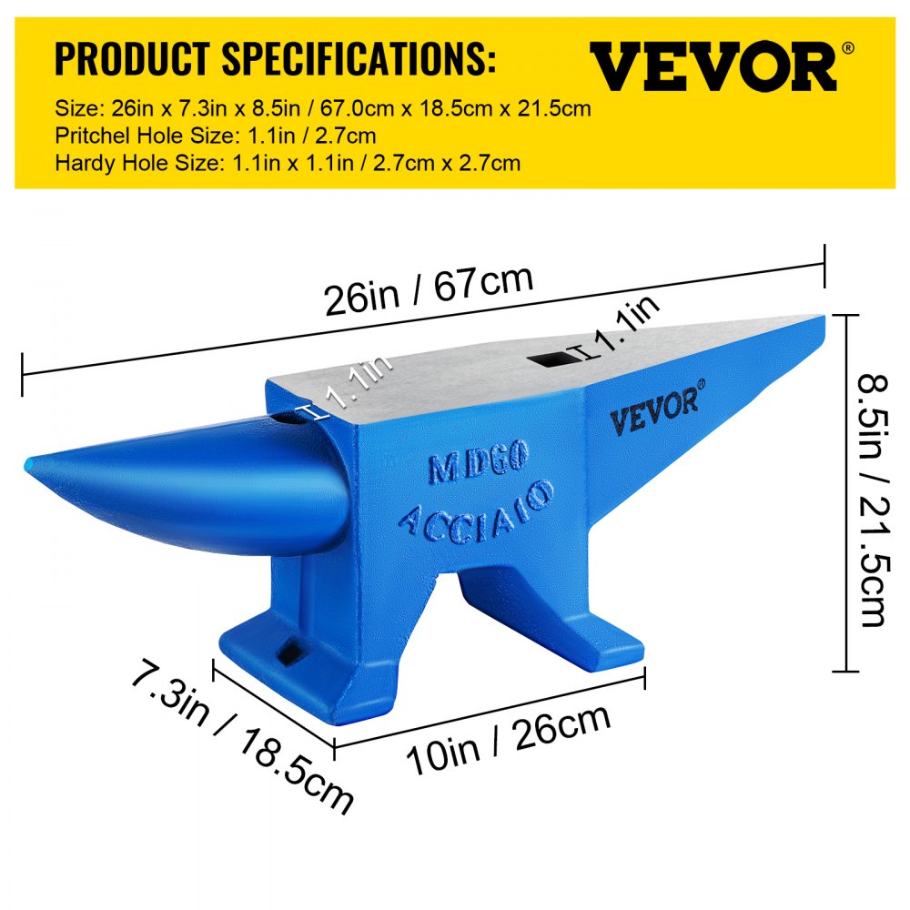 132 Lb Blacksmith Anvil Steel Anvil 60 Kg Heat Treated Round Horn Metal Work 