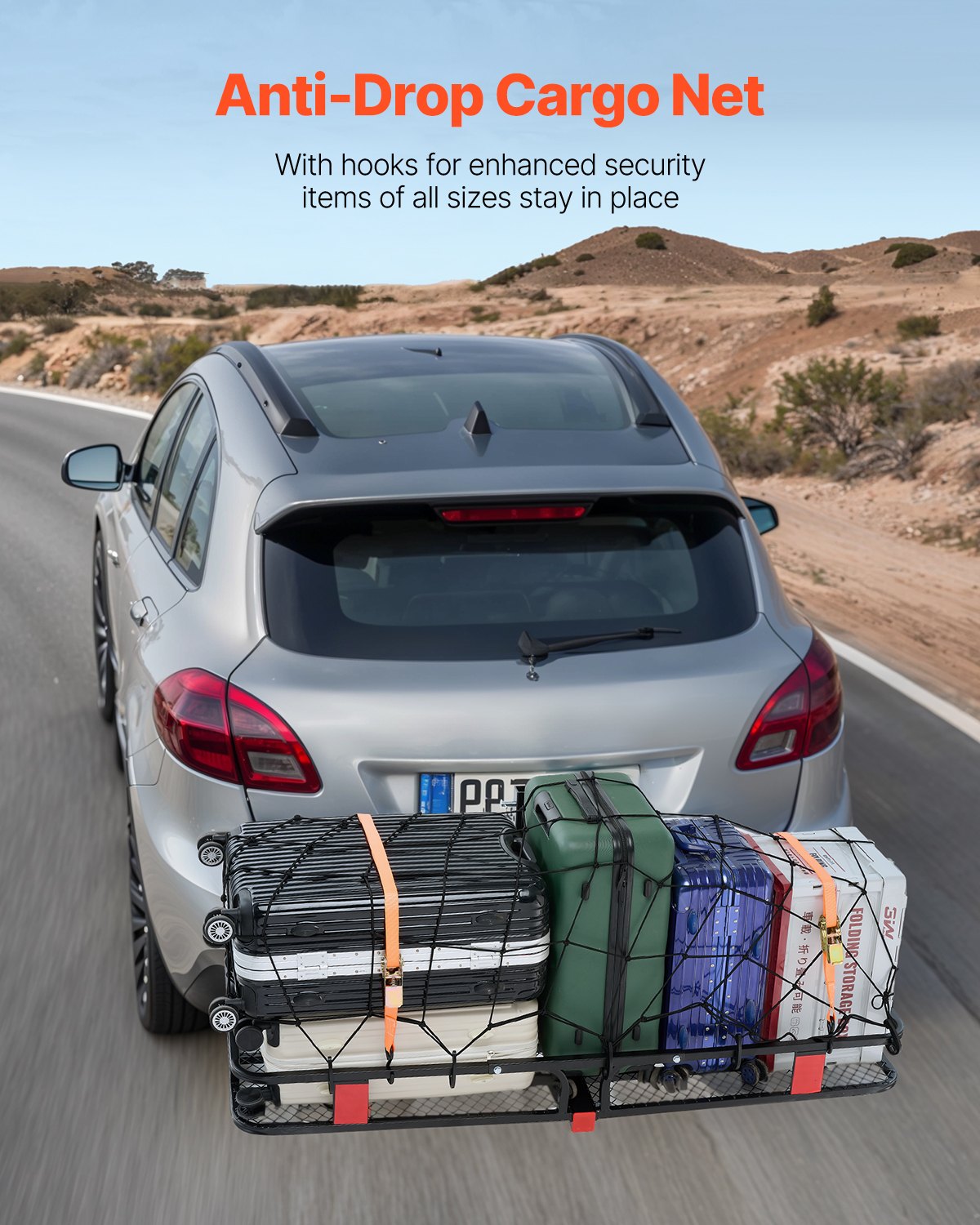 VEVOR 500 lbs Hitch Cargo Carrier Folding Hitch Cargo Carrier with Cargo Net 