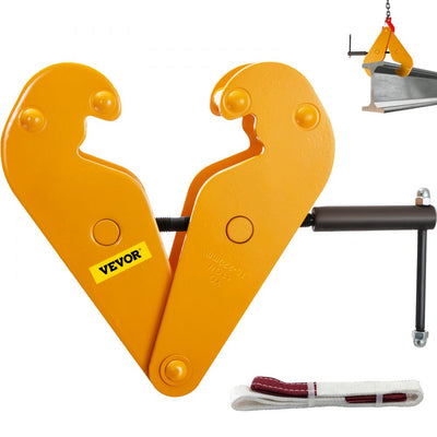 VEVOR 2200lbs/1ton Capacity Beam Clamp I Beam Lifting Clamp 3Inch-9Inch Opening Range Beam Clamps for Rigging Heavy Duty Steel Beam Clamp Tool Beam Hangers for Lifting Rigging Yellow 