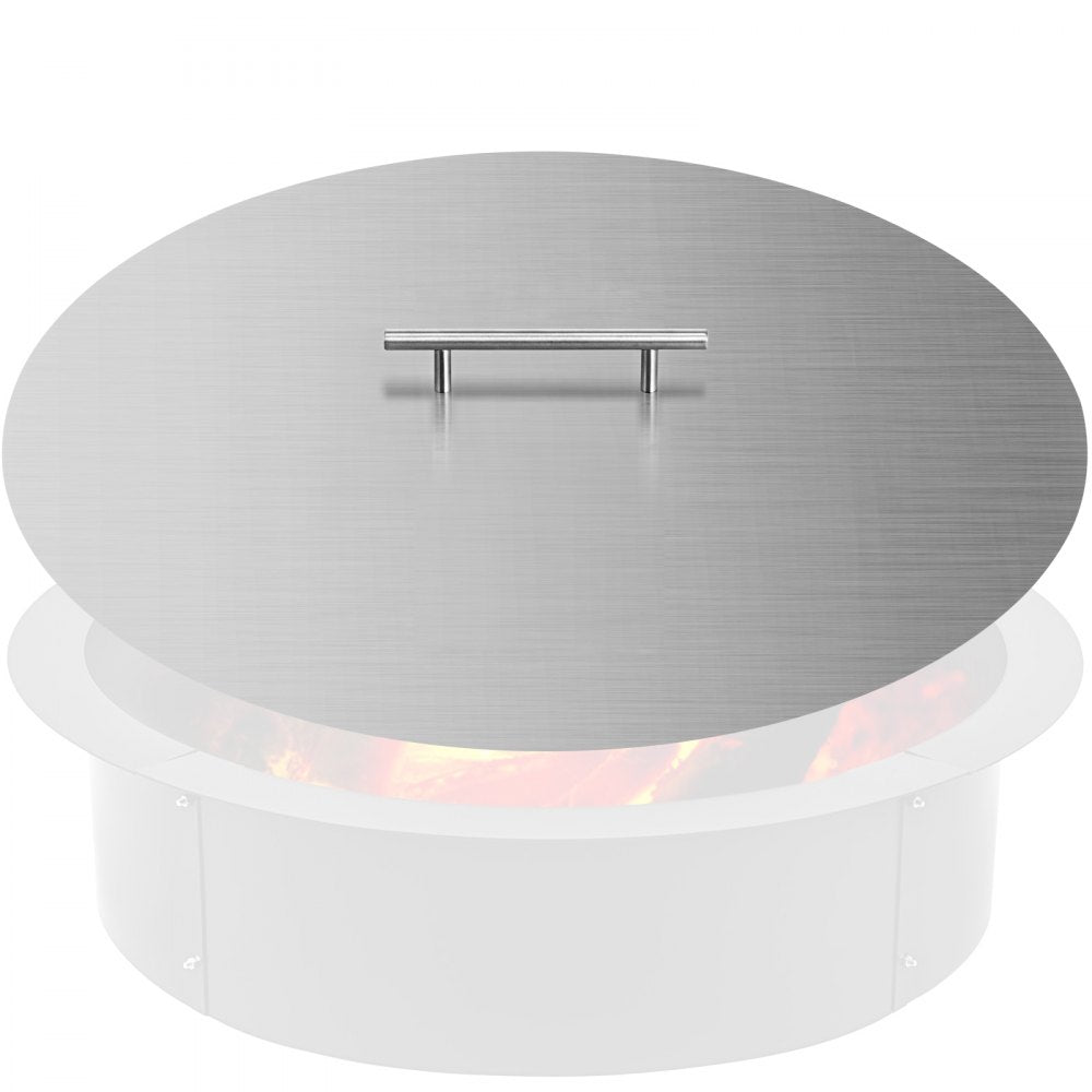 VEVOR Fire Pit Lid 20 Inch Round Fire Ring Lid Cover 1.5mm Thick 430 Stainless Steel Burner Pan Cover for Patio Fire Pit Pan 