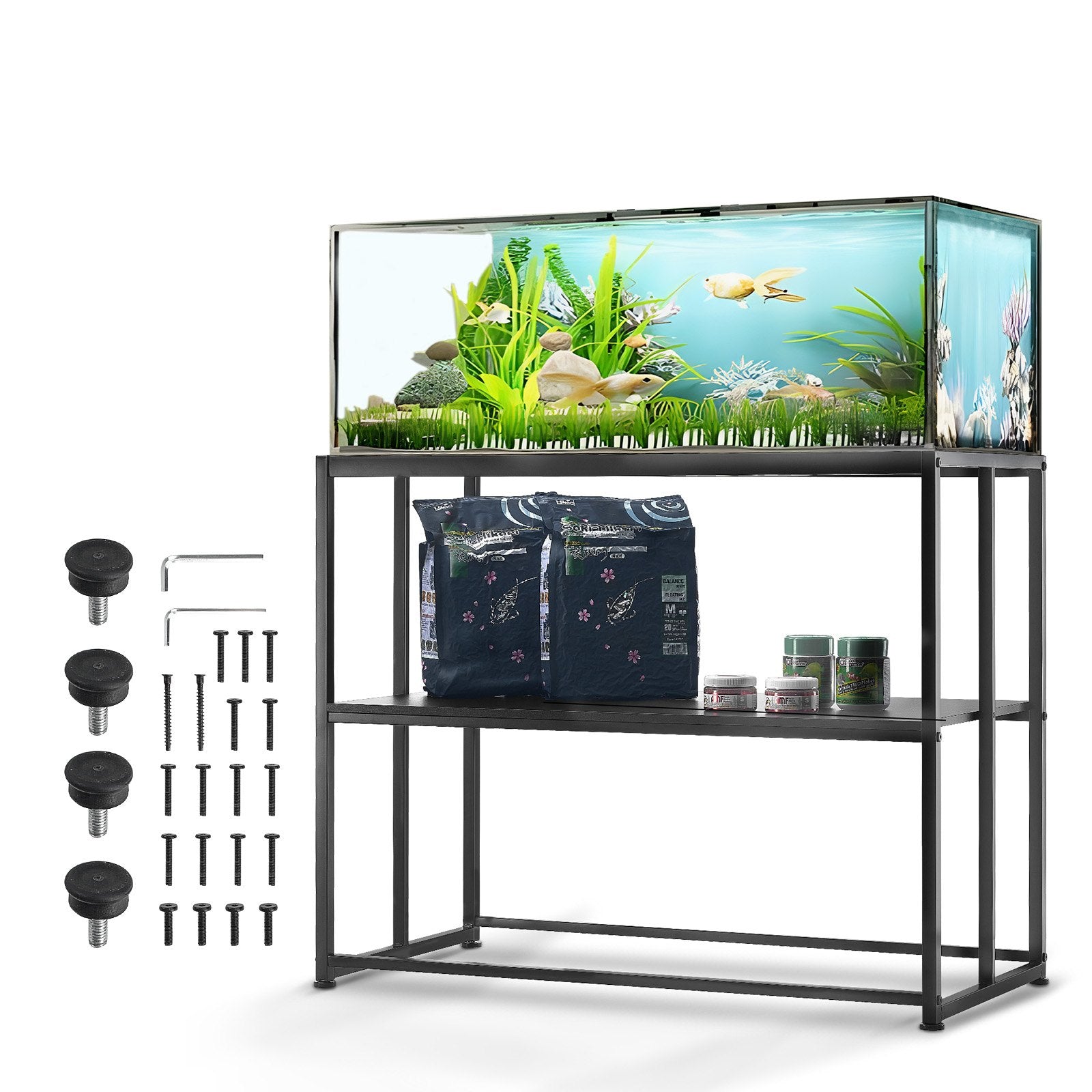 VEVOR Aquarium Stand, 40 Gallon Fish Tank Stand, 36.5 x 18.5 x 29.5 in Steel Turtle Tank Stand, 335 lbs Load Capacity, Reptile Tank Stand with Storage, Hardware Kit, and Non-slip Feet, Black 