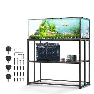 VEVOR Aquarium Stand, 40 Gallon Fish Tank Stand, 36.5 x 18.5 x 29.5 in Steel Turtle Tank Stand, 335 lbs Load Capacity, Reptile Tank Stand with Storage, Hardware Kit, and Non-slip Feet, Black 