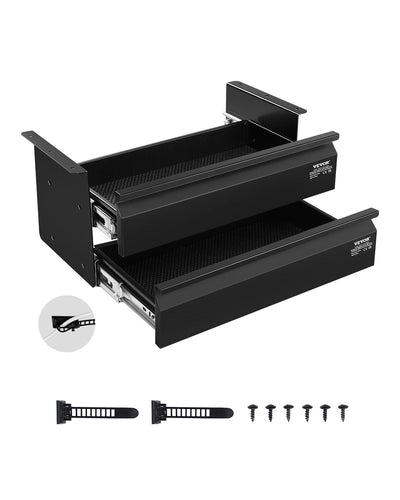 VEVOR 2 Drawer 16" Under Desk Drawer Organizer Slide-out Drawer Space Saver Home 