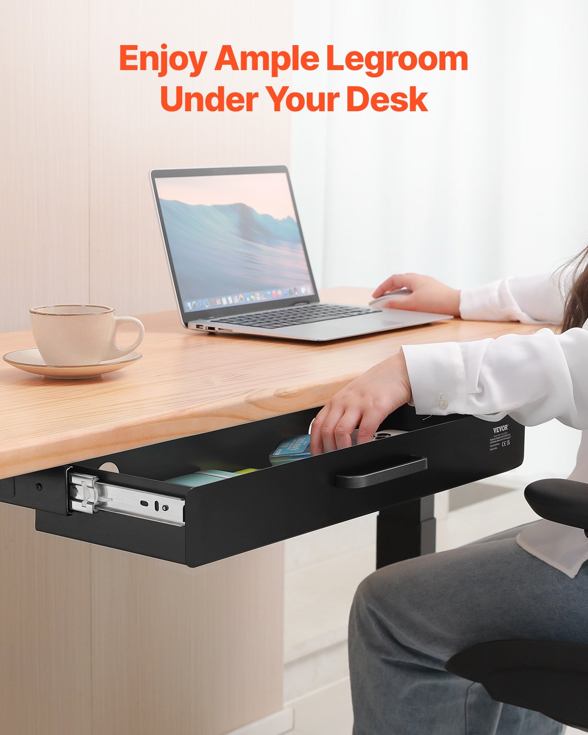 VEVOR 22" Under Desk Drawer Organizer Slide-out Drawer Space Saver Home Office 