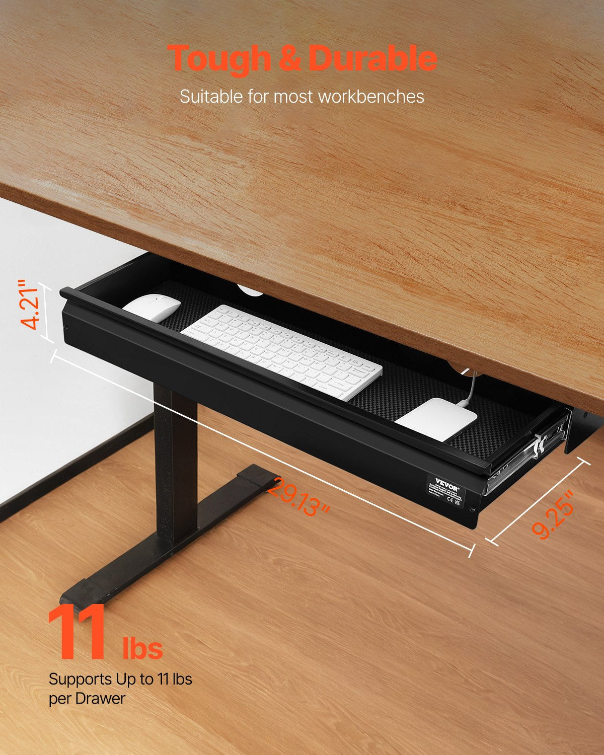 VEVOR 26" Under Desk Drawer Organizer Slide-out Drawer Space Saver Home Office 