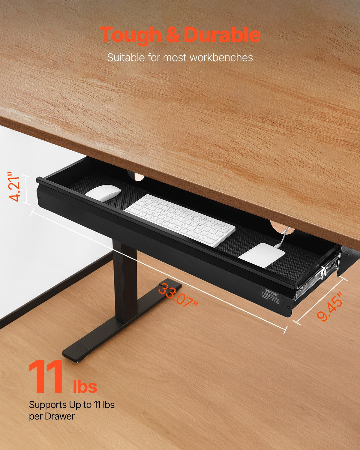VEVOR 33" Under Desk Drawer Organizer Slide-out Drawer Space Saver Home Office 