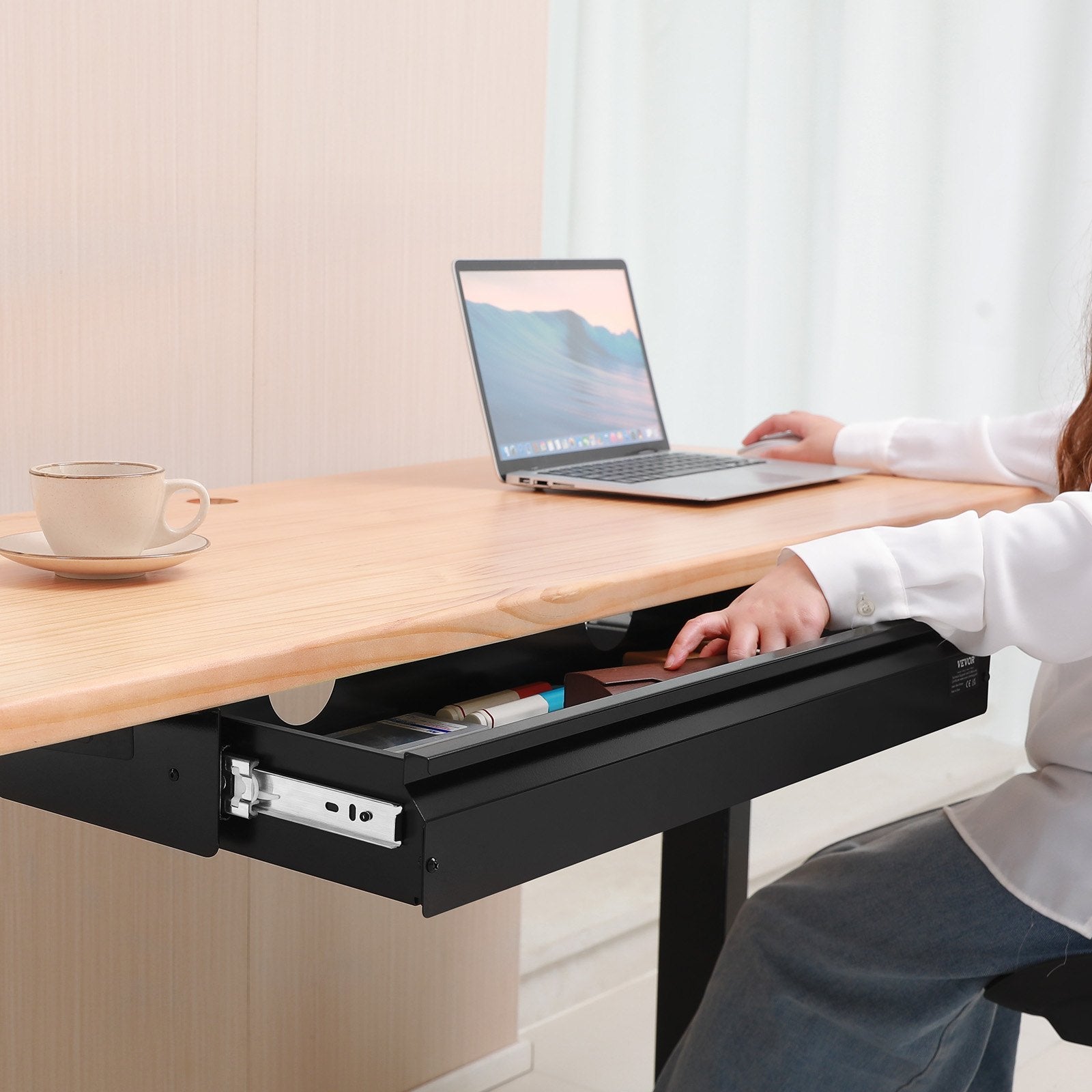 VEVOR 33" Under Desk Drawer Organizer Slide-out Drawer Space Saver Home Office 