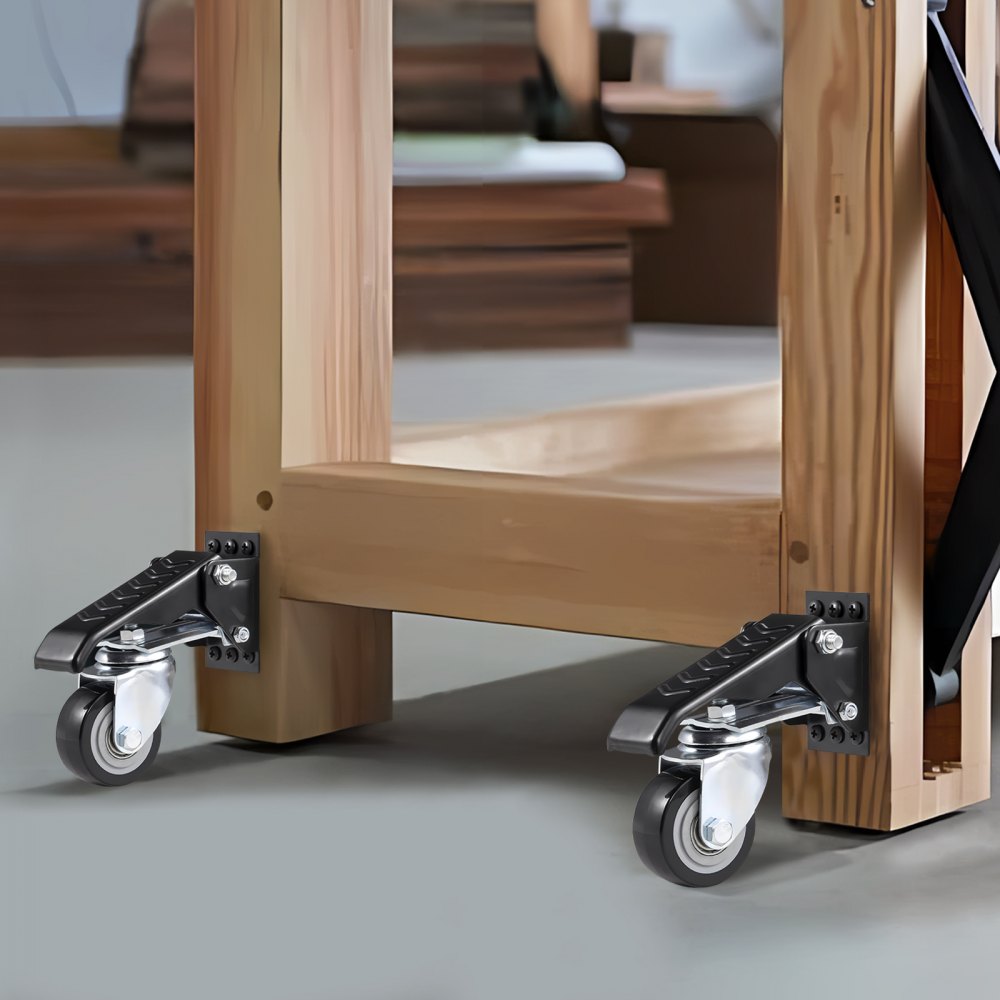VEVOR Workbench Caster Wheels, 165 lbs Load Capacity, Set of 4, 2.5" Heavy Duty Retractable Casters, Side Mounted Adjustable Stepdown Wheels with 360° Swivel for Workbenches, Tables, and Equipment 