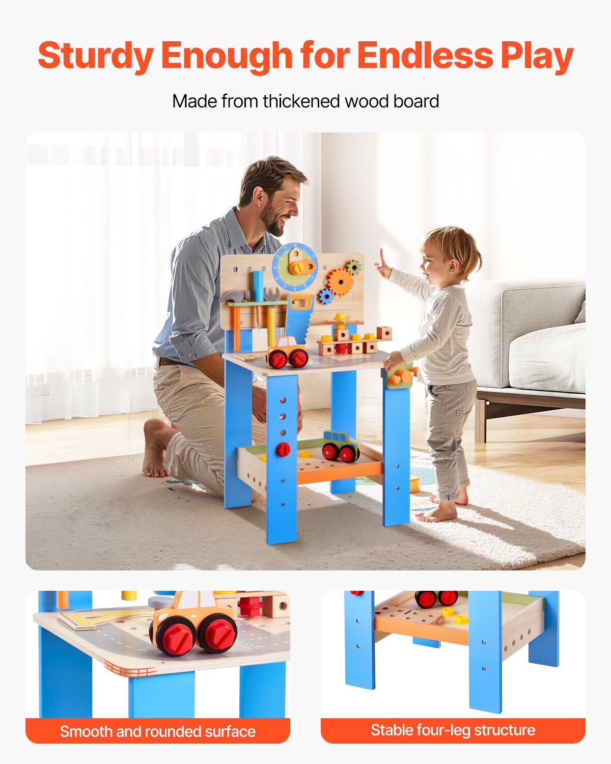 VEVOR Wooden Tool Bench for Kids 3 Years+ Toy Workbench Pretend Play Toy Kits 