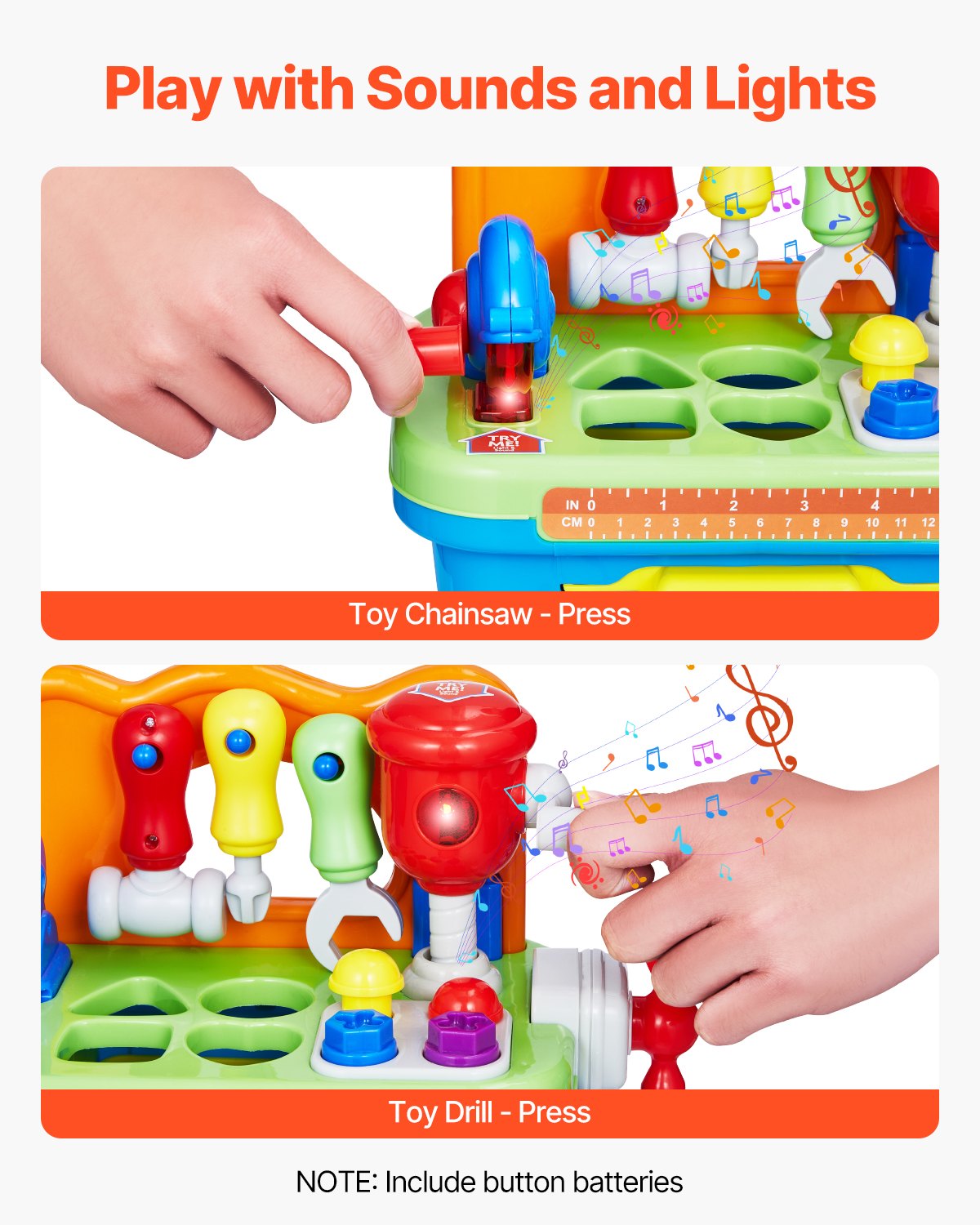 VEVOR Musical Workbench for Toddler 2 Years+ Toy Musical Learning Workbench 