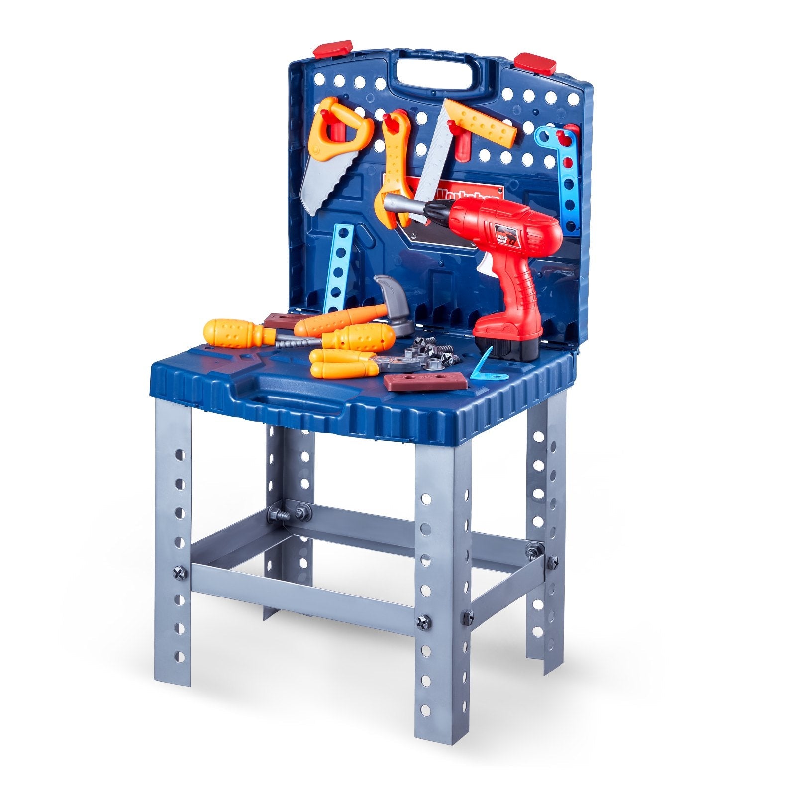 VEVOR Kids Workbench 56 pcs Tool Bench with Realistic Tools and Electric Drill 