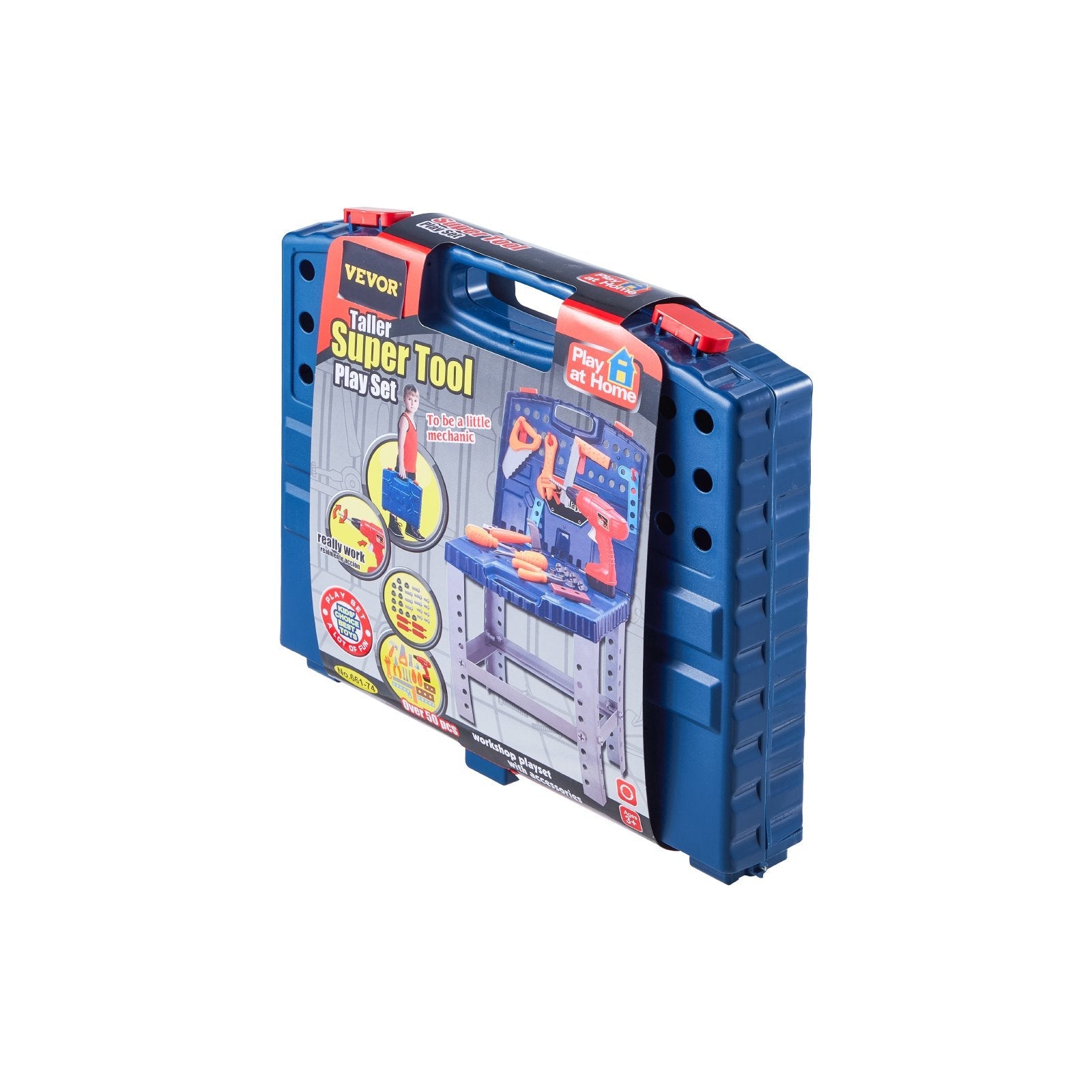 VEVOR Kids Workbench 56 pcs Tool Bench with Realistic Tools and Electric Drill 