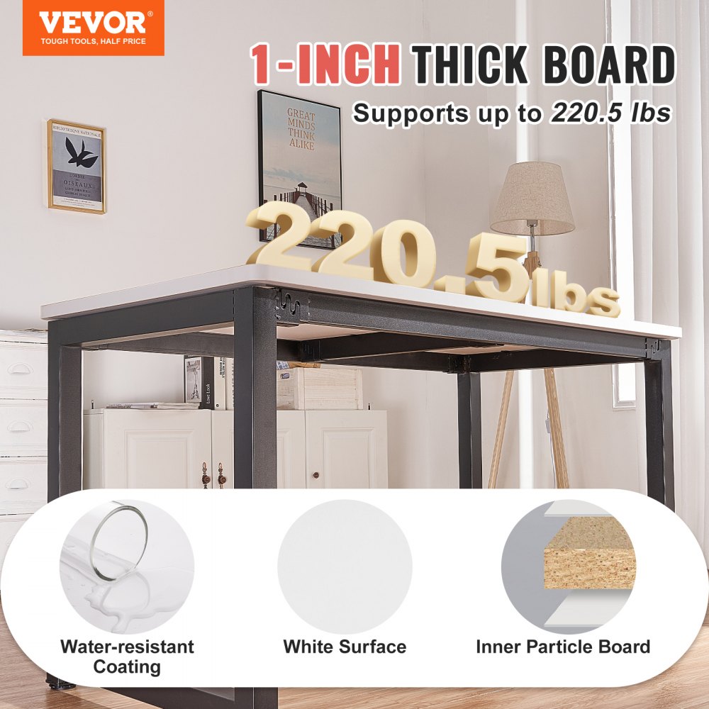 VEVOR Table Top, 55" x 28" x 1", 220.5 lbs Load Capacity, Universal One-Piece Particle Board Desktop for Height Adjustable Electric Standing Desk Frame, Rectangular Countertop for Home and Office Desk 
