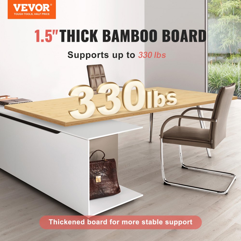 VEVOR Bamboo Table Top, 70.9" x 29" x 1.5", 330 lbs Load Capacity, Universal Solid One-Piece Bamboo Desktop for Height Adjustable Electric Standing Desk Frame, Rectangular Countertop for Home & Office 