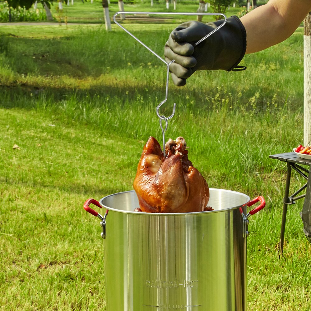 VEVOR Turkey Deep Fryer, 30-qt Turkey Fryer Boiler Steamer Cooker Set, Outdoor Aluminum Seafood Frying Pot, 54,000 BTU Burner Propane Gas Boiler, Includes Basket, Perforated Poultry Rack, Thermometer 