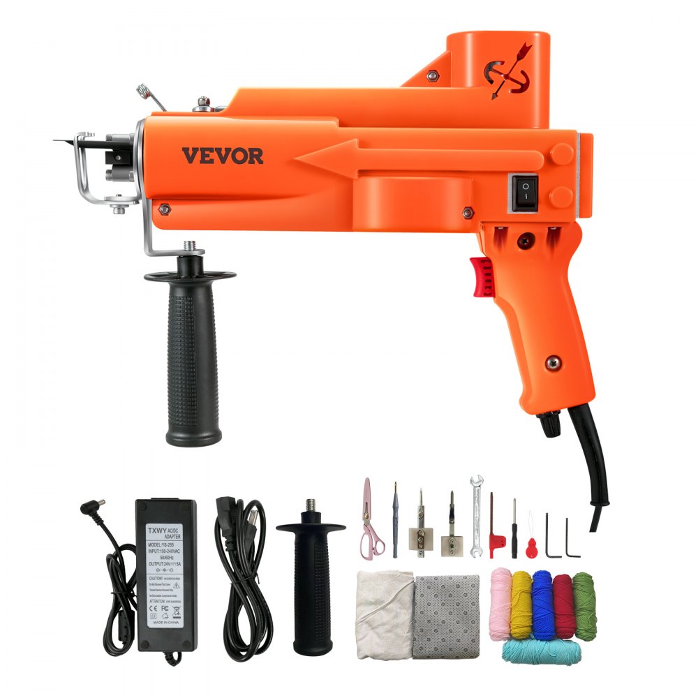 VEVOR Tufting Gun, 2 in 1 Cut & Loop Pile, Electric Carpet Weaving Flocking Machine, Rug Machines Starter Kit, 7-27 Stitches/sec High Speed Rug Making Tools, 4-25 mm Adjustable Height, 110V 