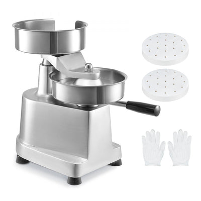 VEVOR Commercial Burger Patty Maker, 150mm/6inch Hamburger Beef Patty Maker, Heavy Duty Food-Grade Stainless Steel Bowl Burger Press Machine, Kitchen Meat Forming Processor with 1000 Pcs Patty Papers 